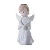 Cute White Ceramic Angel Statue Cherub Figurine with Halos and Wings