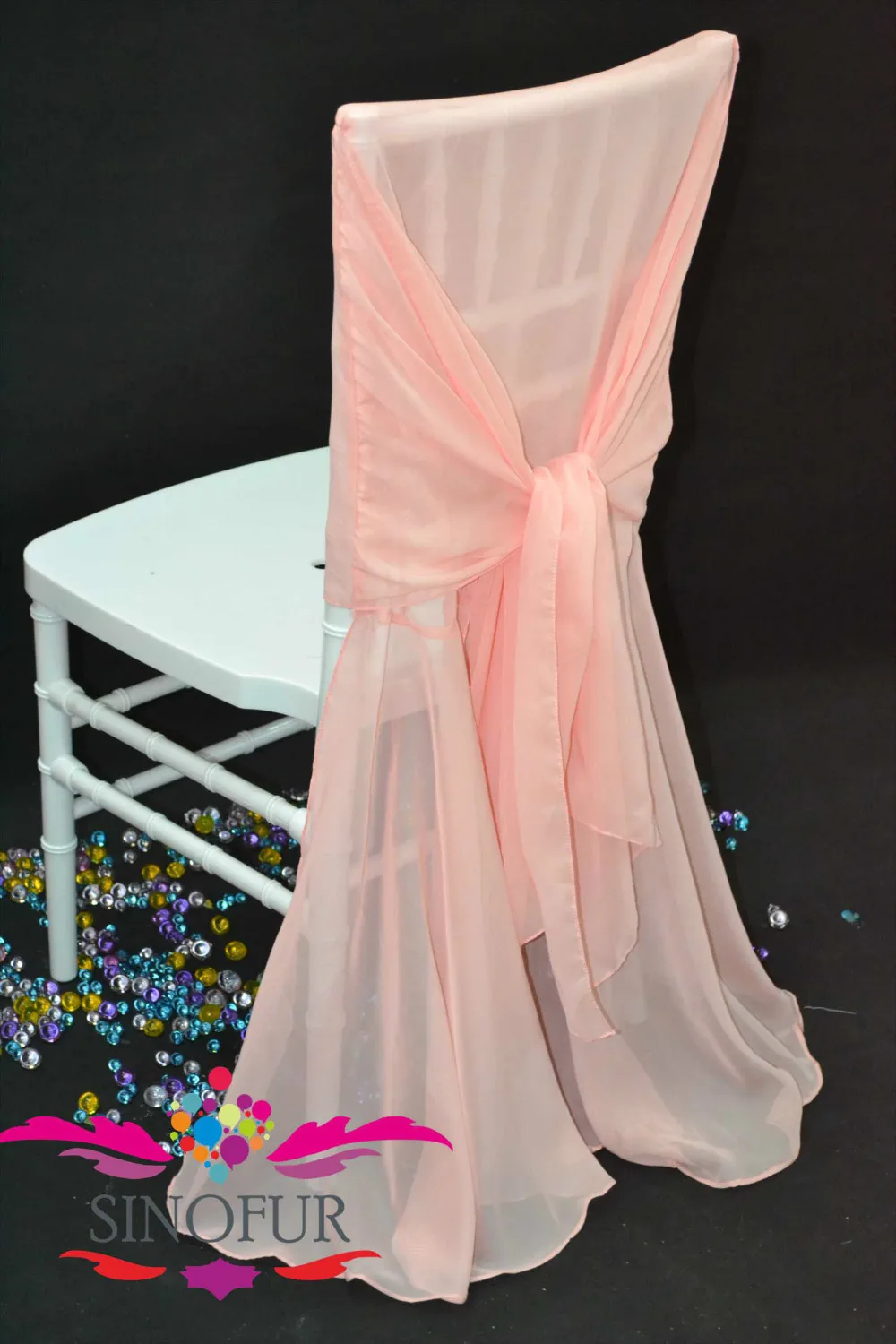 Ruffled Chiavari Peach Color Self Tie Chair Cover Buy Ruffled Chiavari Peach Color Self Tie