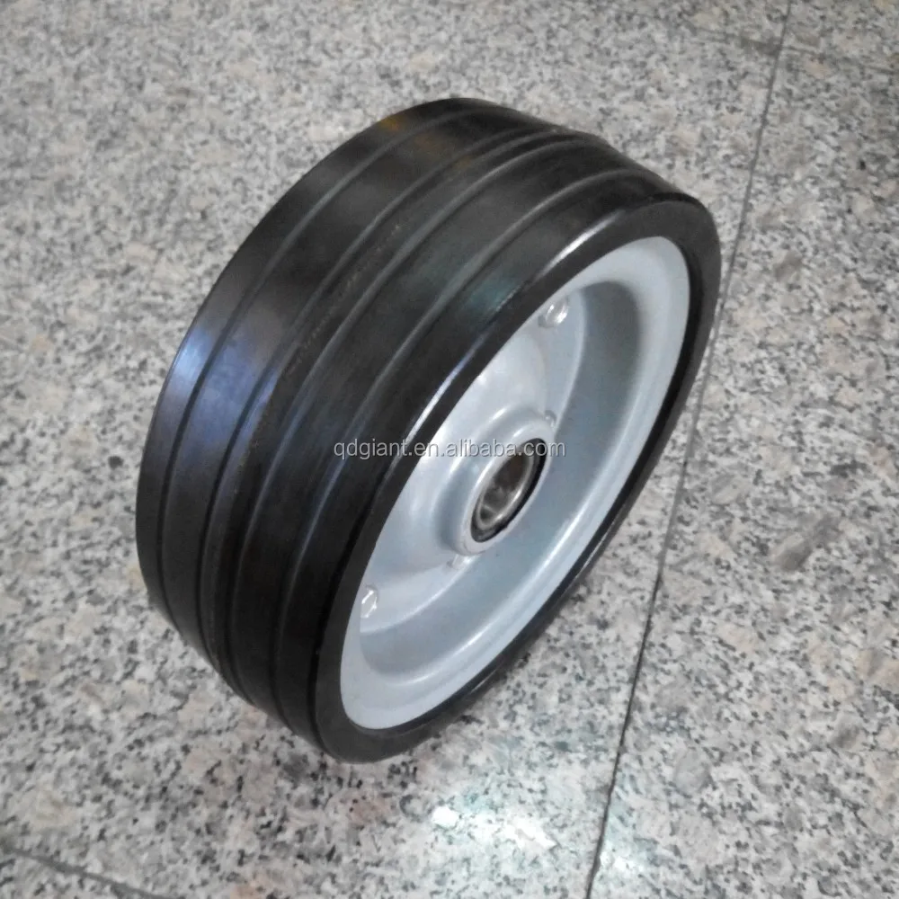 8'' metal rim solid rubber wheel for hand trolley and wagon