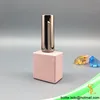 wholesale square pink soak off uv gel nail polish bottle rectangle, gold round cap with brush