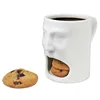 Z454 White Ceramic Dessert Cup 250ML Coffee Tea Milk mug Cookie Biscuits Side Pockets mug