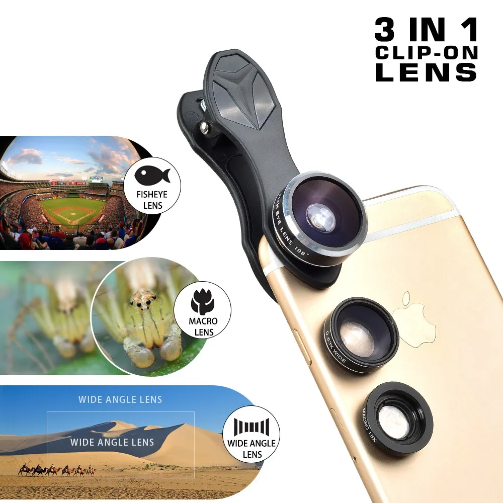 Cell Phone Camera Lenses Kit Clipon Ultra Mobile Photography 10x Lens