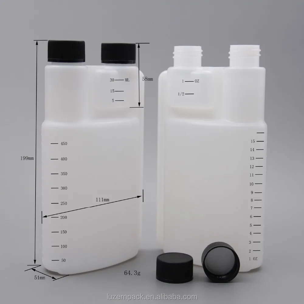 500ml Hdpe Fuel Additives Refillable Measuring Twin Neck Bottle With