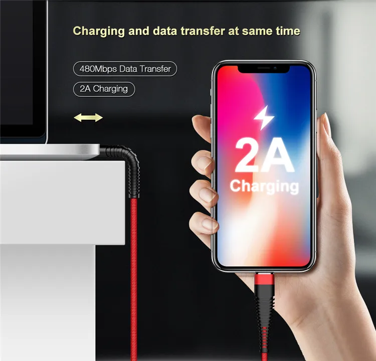 1M Usb Cable FLOVEME 5V/2A Charger 480Mbps Data Transfer High Tensile Braided Mobile Phone Cable - ANKUX.COM