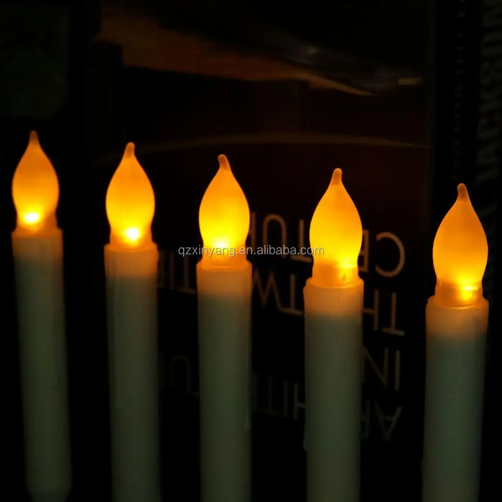 12pcs Yellow Led Taper Candles,Battery Led Flameless Taper Candles For