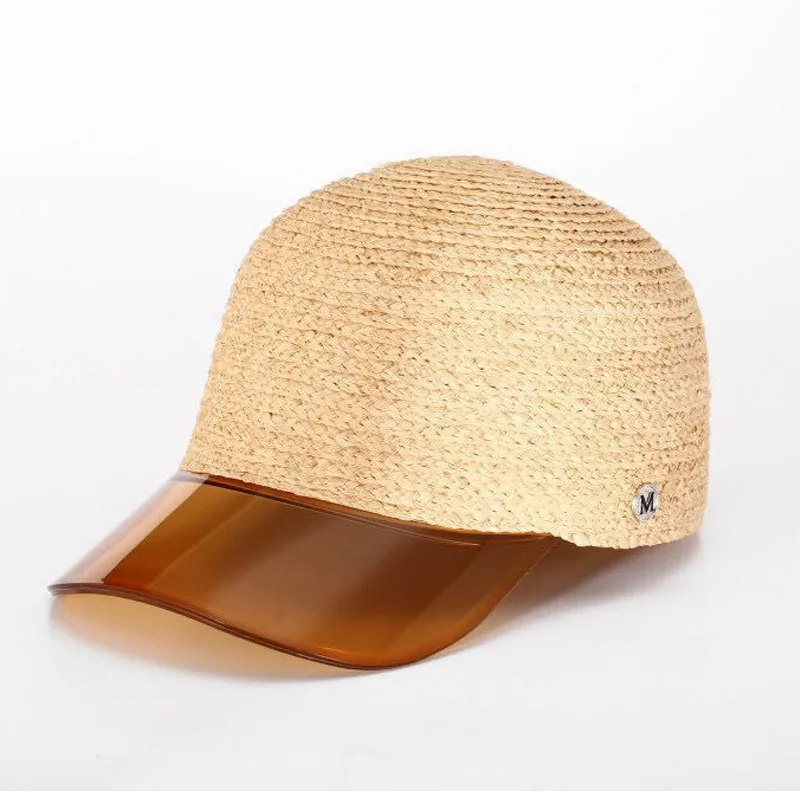 2019 new style braid straw baseball shape caps summer hats caps hats with plastic brim