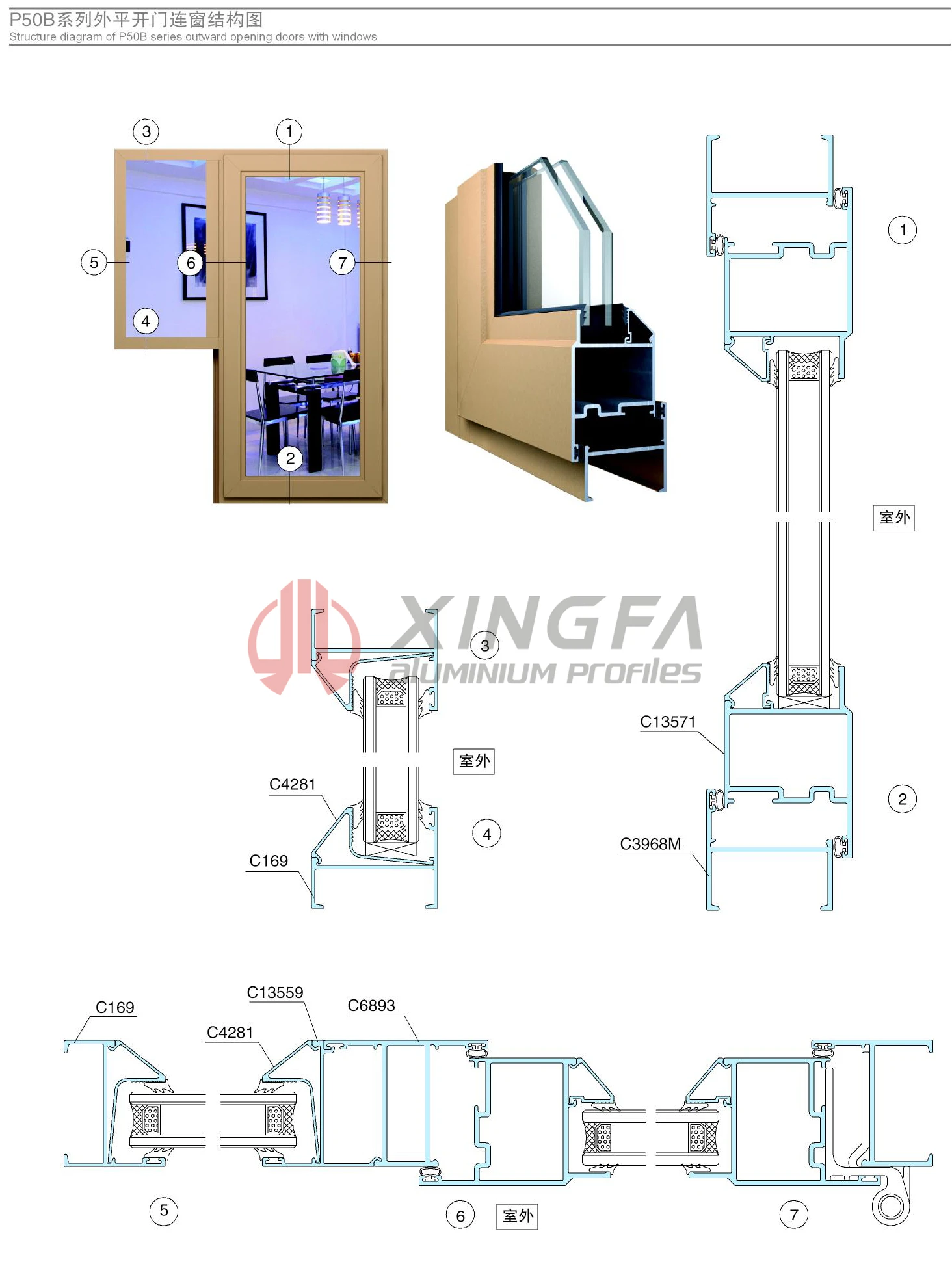 Aluminium Casement Door Aluminium Profiles Xingfa Foshan - Buy Xingfa ...