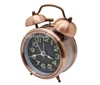Vintage Quartz Type Copper Color Metal Case Twin Bell Table Alarm Clock