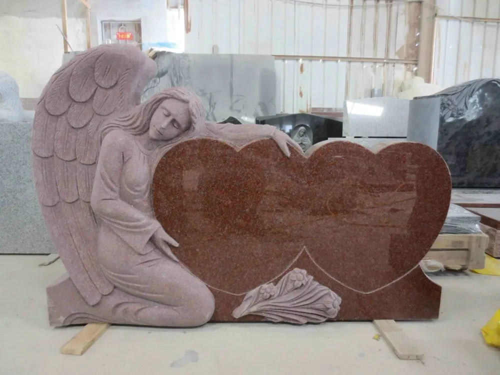 Customized Granite Double Heart Shaped Headstone Tombstone - Buy Double