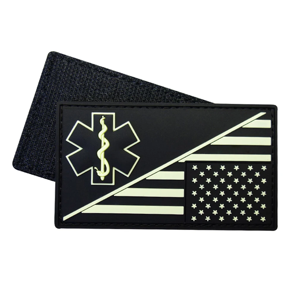 Custom Factory Price PVC Light Up glow  in the dark Patch