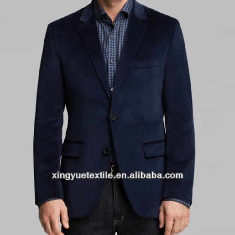 100% polyester navy velvet slim fit man suit