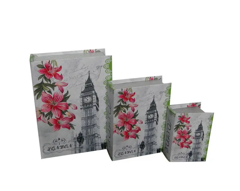 Hot Selling Decorative Fake Book Storage Box With Paris Flower Design Buy Book Storage Box