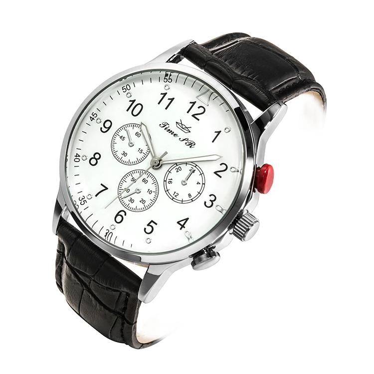 Hot Selling Waterproof Leather Strap Custom Logo Quartz Wristwatch Men