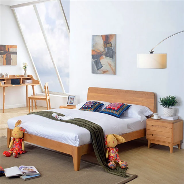 Simple Wood Platform Bed Wood Slat Bed Base With OAK Wood