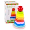 Kids Toy Baby Funny Toys For Boy Girl Kid Baby Rainbow Tower Ring Wooden Stacking Stack Up Nest Children Education