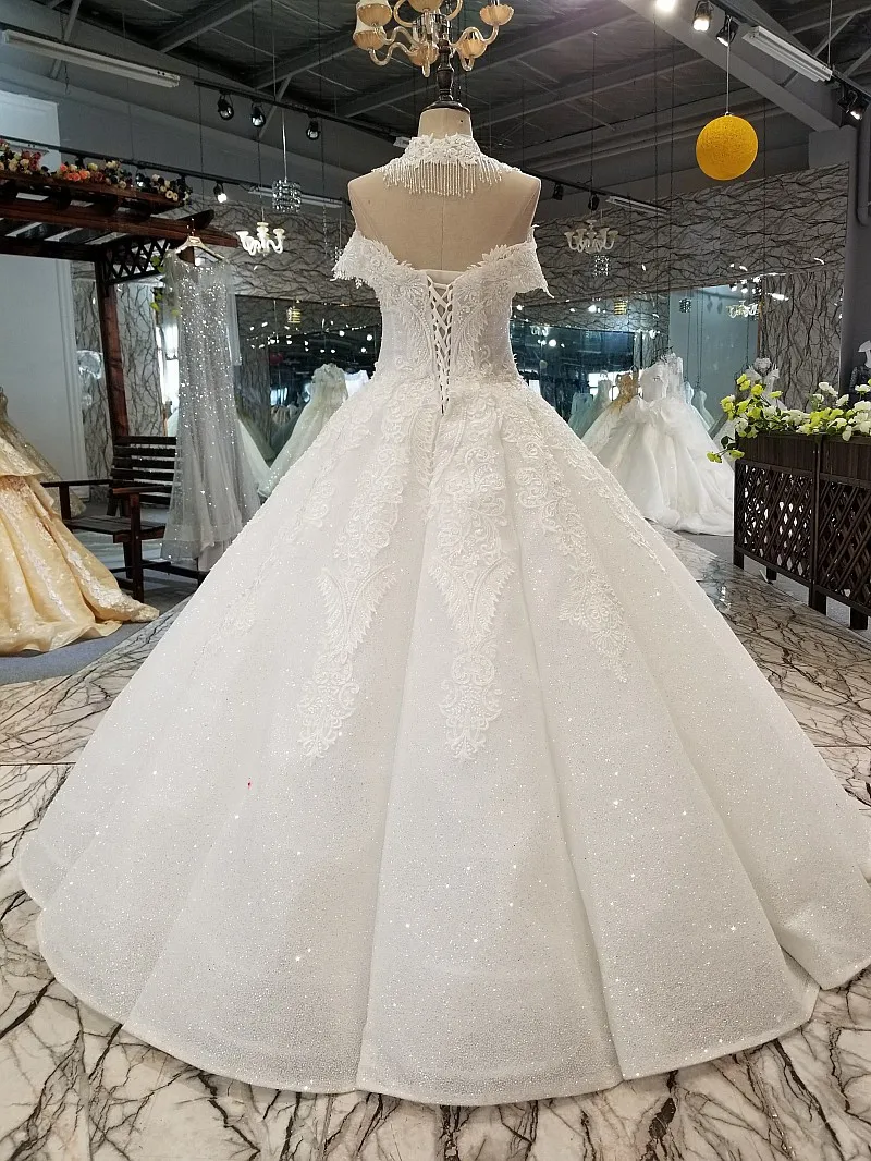 Jancember Ls100-10 Batu Asli Renda Dubai Gaun Pengantin Termurah Panas Dan  Toko Pengantin Gaun Off Bahu Pinggang Tinggi Gaun Pengantin - Buy Off Bahu