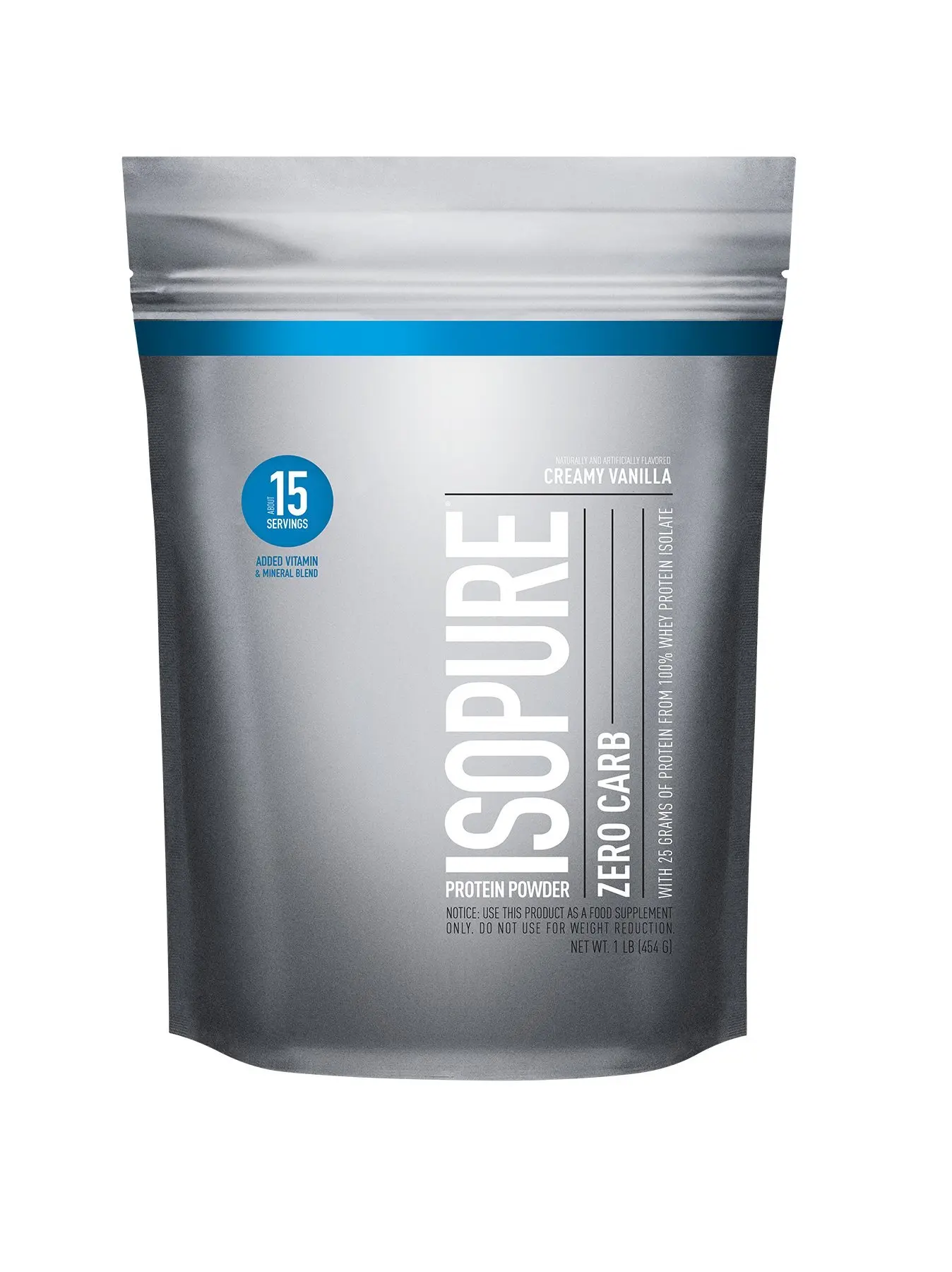 Isopure Zero Carb Protein Powder, 100% Whey Protein Isolate, Flavor: Creamy Vanilla, 1 Pound (Packaging May Vary)