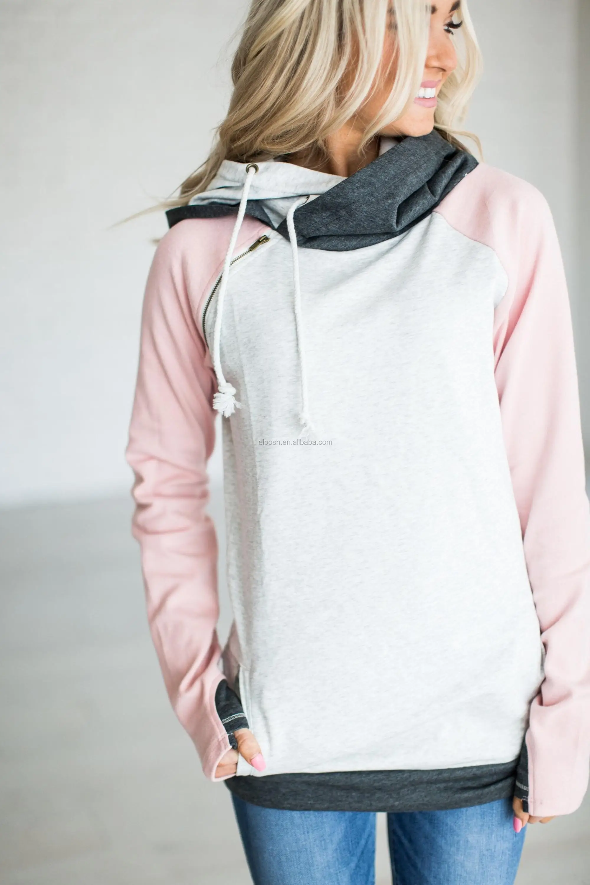 women's double hooded sweatshirt