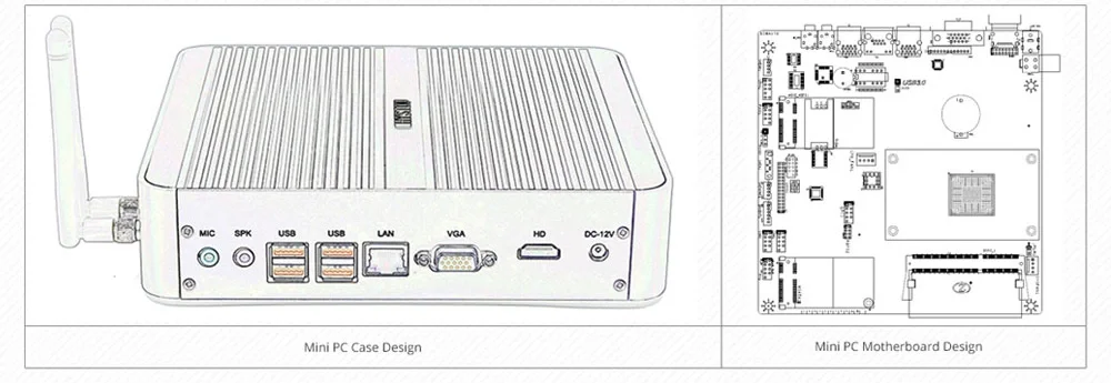 Free Shipping Best 2955U Mini Computer Industrial Fanless Embedded Pc With Series Port Rs232 422 485