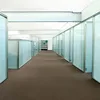 Transparent accordion glass doors exterior walls partition room