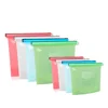 New 2019 4 Packs Reusable Silicone Food Storage Bags, Improved No Leaks Airtight Zip Seal Silicone Cooking Bags