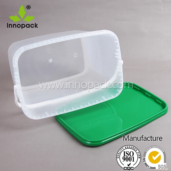 Transparent 9l Rectangular Plastic Bucket With Green Lid Buy 9l