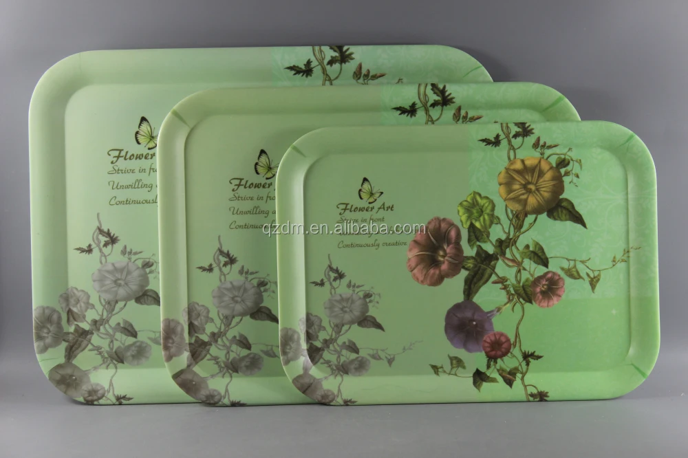 Non-Slip Surface Melamine Rectangle Tray