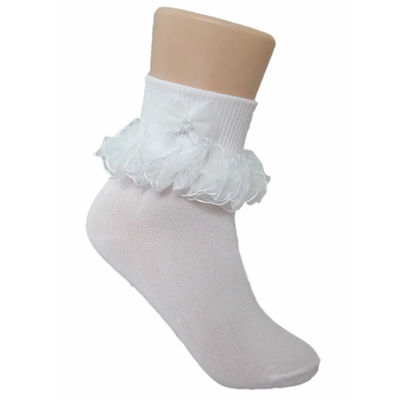 White Ruffled Girl Socks