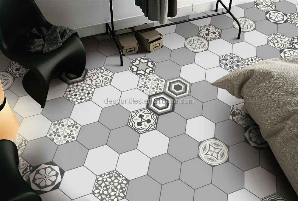 Baldosa Hexagonal Gris Para Suelo - Buy Azulejos Hexagonales,Azulejo