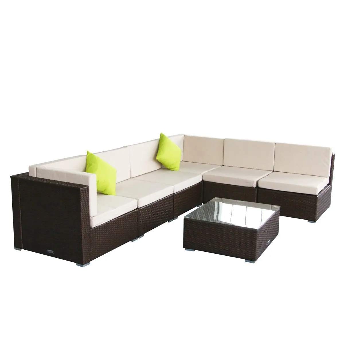 7 Piece Rattan Wicker Patio Sectional Indoor Outdoor Sofa Furniture Set