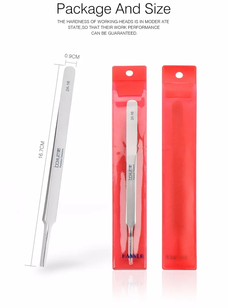 BAKU 2A-16 personalized stainless steel medical tweezers for mobile phone / electronics / watches repair tools