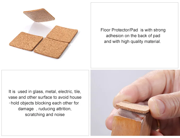 Self adhesive cork pads for furniture feet protector