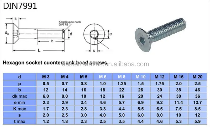 m6-flat-head-countersunk-socket-cap-screw-din7991-buy-socket-cap