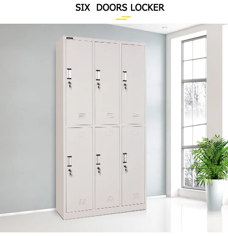 Wholesale Cheap Metal KD structure High Quality steel wardrobe Changing Room Clothes 6 door steel locker storage cabinet