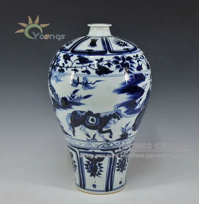 アンティークの中国のユアン王朝の青と白のセラミック花瓶 家とキャラクターのパターン Buy アンティーク花瓶 アンティークセラミック花瓶 中国アンティーク花瓶 Product On Alibaba Com