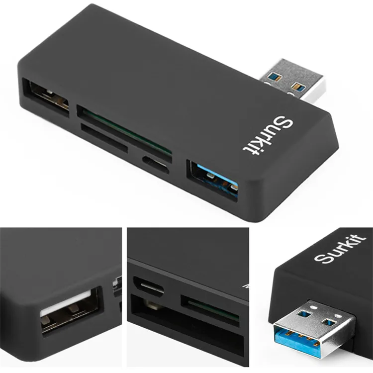 HUB15 High Speed USB 3.0 Transport USB 2.0 All in one Micro USB TF SD Card Reader for Microsoft Surface Pro 3 / 4 Tablet