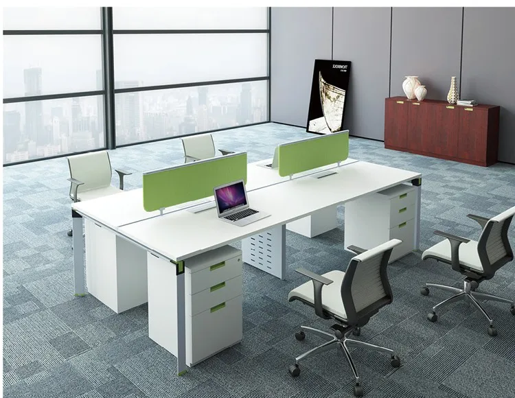 Modern White 4 Seater Office Workstation With Fabric Partition - Buy 4 ...