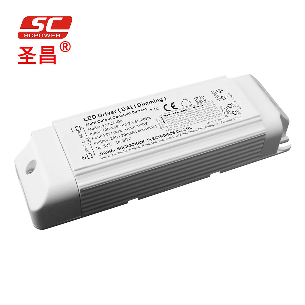 10W-20W DALI DIP adjustment dimming dimmable 3-50V 250 700mA led driver