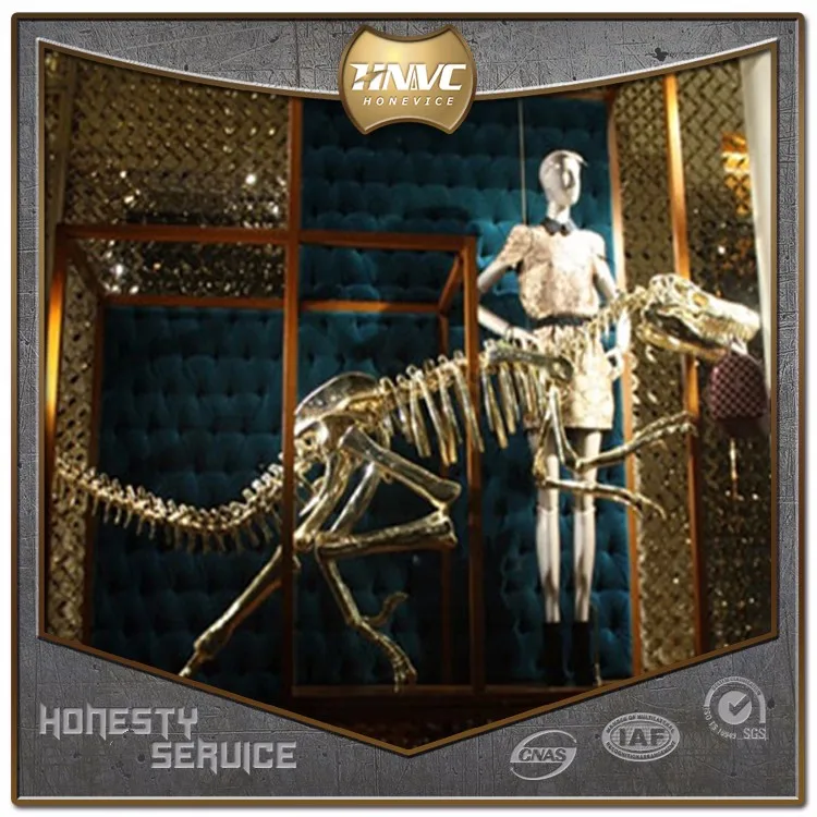 Hotel Lobby Dekoration Riesen Goldene Pferd Skeleton