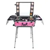 Aluminum professional beauty make up case with light mirror wheel case