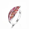 925 Sterling Silver Leaf Shape Red Fire Opal Ring