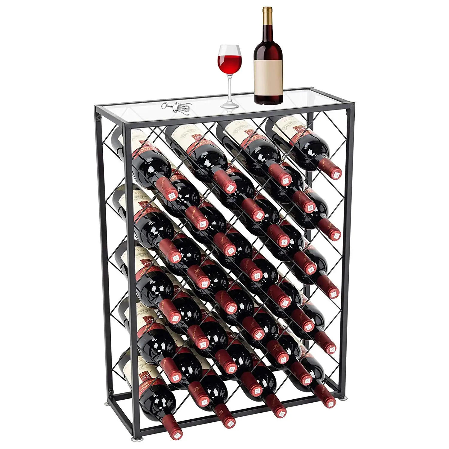 Most Popular Metal Wine Storage Rack 32 Bottle Display Red Wine Rack ...