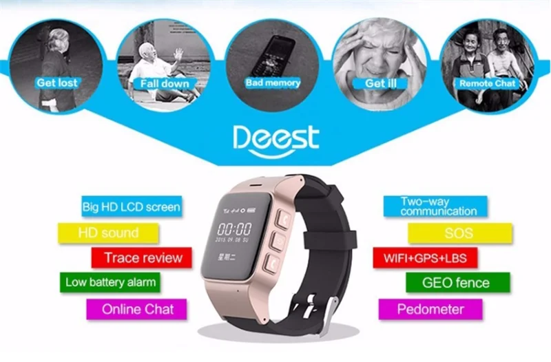 Montre Connectée D99 Pour Personnes Âgées,Avec Gps,Lbs,Moniteur Wifi Et Antiperte,Sos,Nouvelle