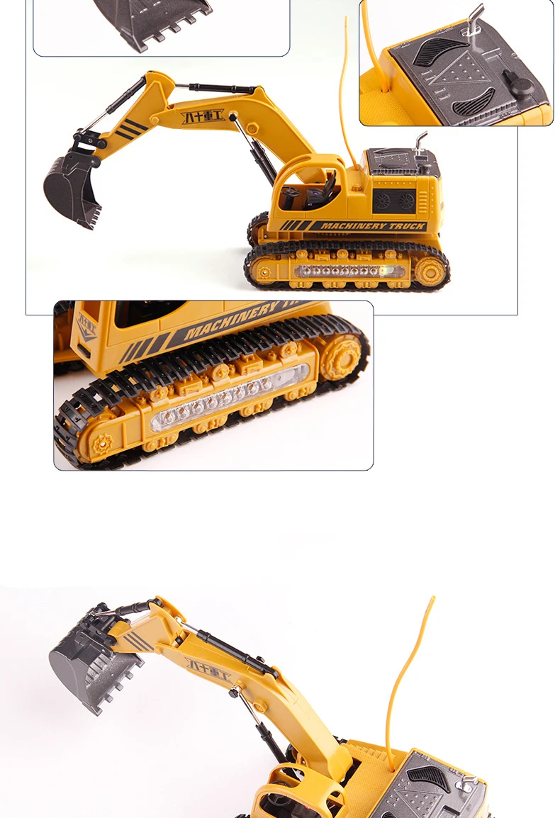 5ch Diecast Metal Engineering Truck Remote Control Excavator Toys