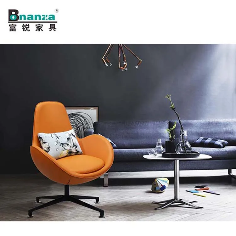 CH007 Bonanza latest modern reception chair in Orange brown bonded leather
