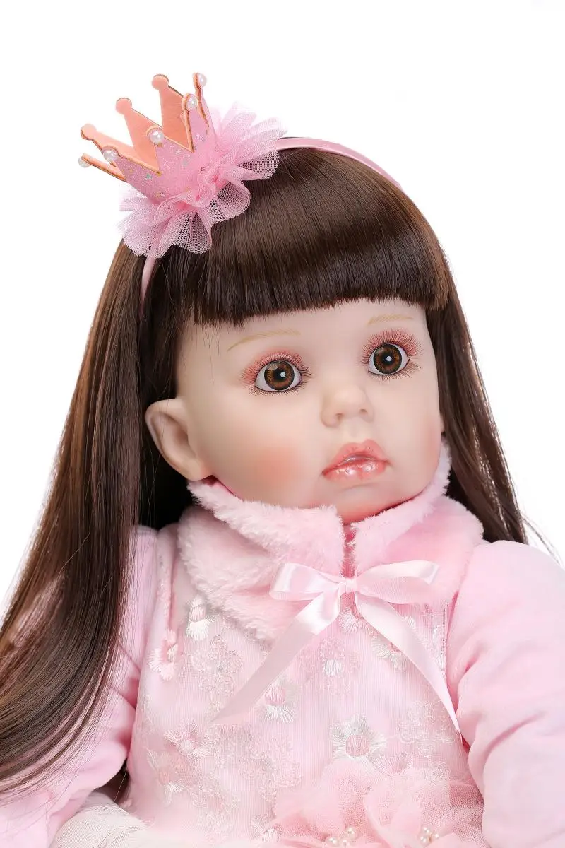Reborn Doll Toddler Newborn Baby Girl Long Hair 28" Handmade Lifelike Soft Vinyl 