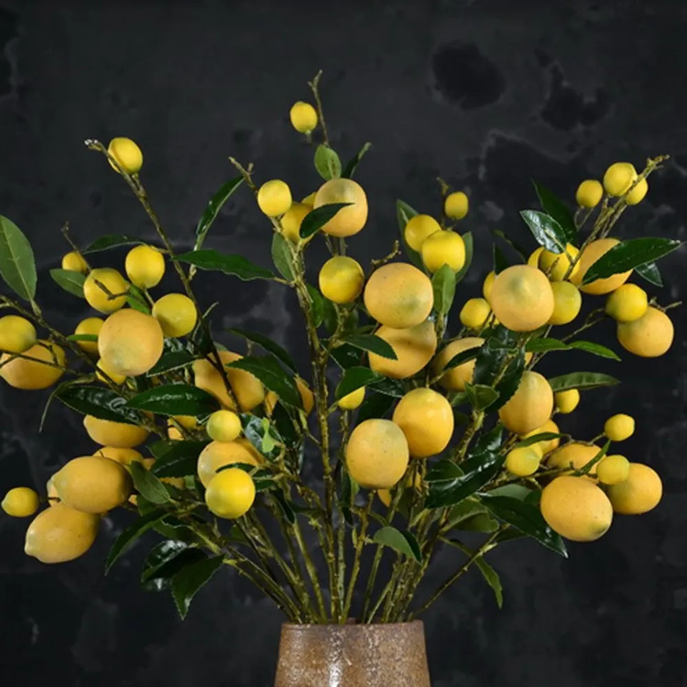 Hot Sale Natural Looking Yellow Real Touch Artificial Lemon Branch For ...