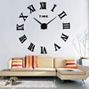 promotion new home decor large roman mirror fashion modern Quartz clocks living room diy wall clock sticker watch free shipping