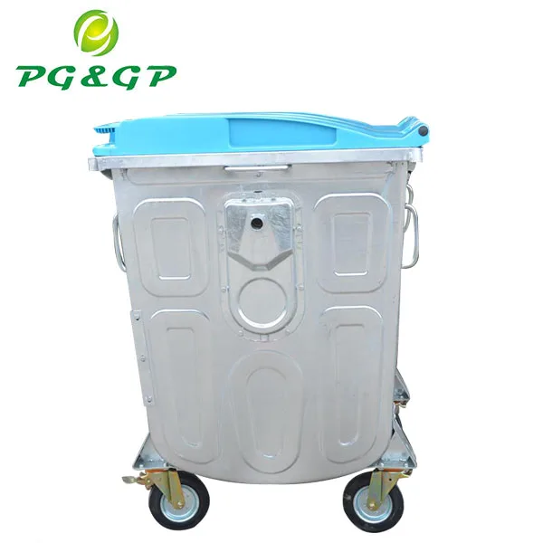Special Price 1.1 M3 Outdoor Street Mobile Trolley Metal  Galvanized Steel  Rubbish Bin Container For Residual Waste/