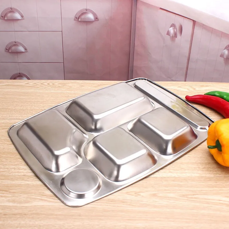 Stainless Steel Compartment Plates Canteen Plates Ecofriendly Lunch